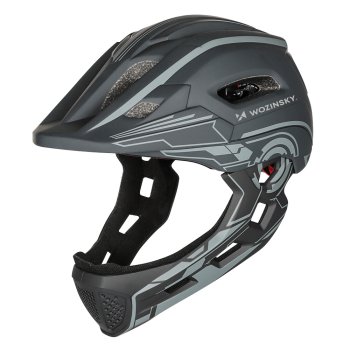 Wozinsky Kids' Full Face Bike Helmet with USB Rear Light S - Gray