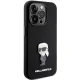 Karl Lagerfeld iPhone 15 Pro Case Silicone Ikonik Metal Pin, Black