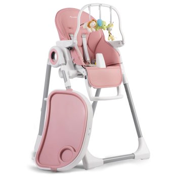 Nukido Belo Adjustable Baby High Chair with Removable Tray and Toy Bar, Pink