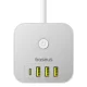 Baseus PowerCombo 7 in 1 Power Strip Cube, 3 AC + 3 x USB-A + 1 x USB-C, 20W, 1.5m, White