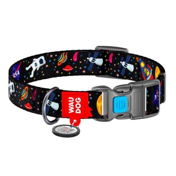 Waudog Nylon Dog collar with QR code size XL, NASA