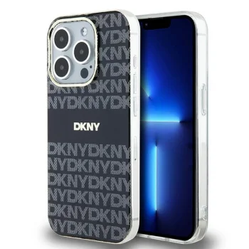 DKNY iPhone 14 Pro Case IML Mono & Stripe MagSafe, Black