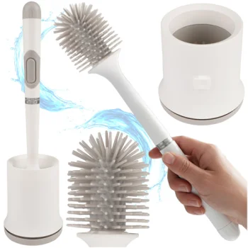 Ruhhy Silicone Toilet Brush with Holder, White