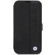 Apple iPhone 14 Pro Max 6.7\'\' BMW Leather Textured & Stripe Book Case Cover (BMBKP14X22RDPK), Black