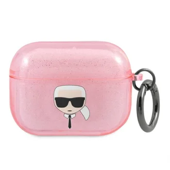 Karl Lagerfeld AirPods Pro Case Karl's Head Glitter, Pink