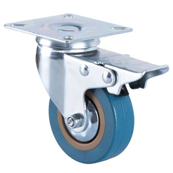 75mm Swivel Caster Wheel with Brake, 3 Inch Rubber Wheel for Furniture, Trolley