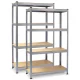 Plonos PL-701 Metal Storage Shelving Units, 174x80x40 cm, Set of 2, Silver