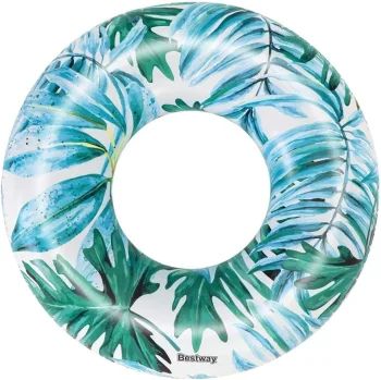 Bestway 36237 Tropical Palms Inflatable Swim Ring, 119 cm, Blue