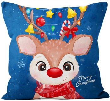 Reindeer Pillow Cover Decorative Christmas Throw Pillow Case for Holiday Home Decor