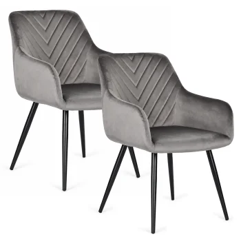 ModernHome Upholstered Velvet Chairs, Set of 2, Dark Grey