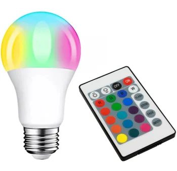 RGB+W LED Bulb with Remote Control, E27, 9W