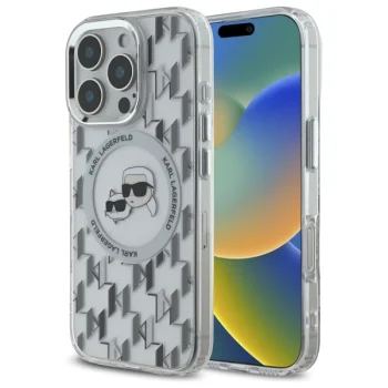 Apple iPhone 16 Pro Max 6.9'' Karl Lagerfeld IML Monogram Karl & Choupette Head MagSafe Cover Case, Clear