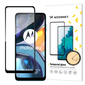 Wozinsky Full Glue Tempered Glass Screen Protector for Motorola Moto G22, 9H, Black