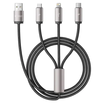 Tech-Protect UltraBoost 3in1 USB-A to Lightning / USB-C / Micro-USB Cable 1m, Gray