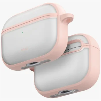 Apsauginis dėklas Uniq Veren ausinėms AirPods Pro 3 su karabinu, rožinis