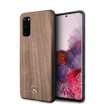 Mercedes Samsung Galaxy S20 Case Wood Line Walnut, Brown