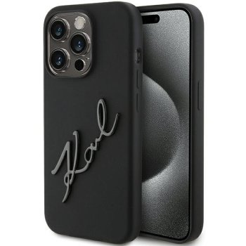 Karl Lagerfeld Silicone Karl Script Case for iPhone 15 Pro, Black