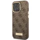 Guess 4G Logo Plate MagSafe Case for iPhone 14 Pro, Brown
