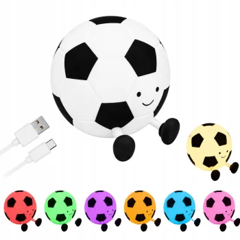 Silicone LED Night Light Football, RGB, USB-C, White/Black