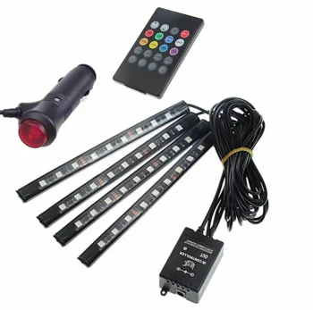 RGB LED Car Interior Lights 4x9 with Remote and Music Sync