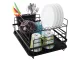 Two-Tier Dish Drainer with Tray, Black