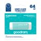 Goodram UME3 Care 64GB USB 3.0 Antibacterial Flash Drive, Light Green