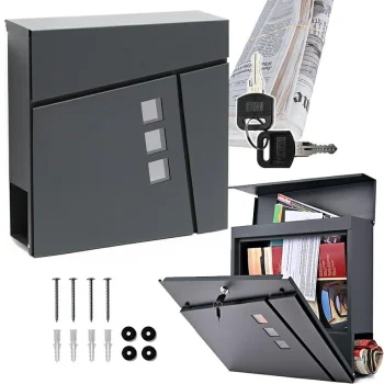 Modern Mailbox for Letters and Newspapers, Anthracite