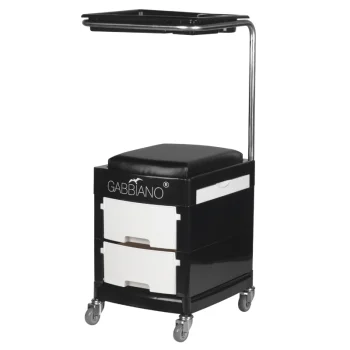 Pedicure Stool and Cosmetic Trolley 16 Plus, Black/White