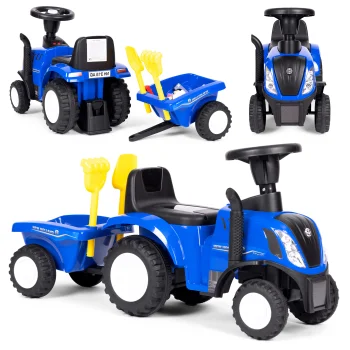 Multistore New Holland Kids Ride-On Tractor with Trailer, Blue
