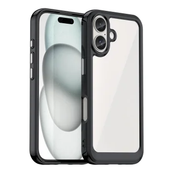 Outer Space Case Hybrid Case with Gel Frame for iPhone 16, Black