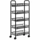 ModernHome Mobile Metal Shelving Unit Organizer with 5 Shelves and Wheels, Black