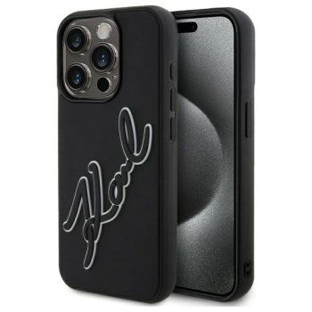Karl Lagerfeld 3D Rubber Signature Case for iPhone 15 Pro, Black
