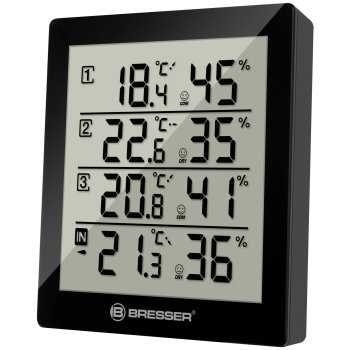 Bresser Temeo Hygro Quadro Thermometer & Hygrometer Black