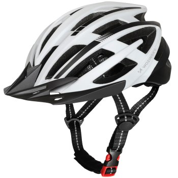 Wozinsky MTB Bike Helmet with USB Rear Light L - Black and White