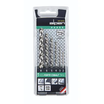 Metal Drill Bit Set Alpen HSS Cobalt Forte TM 6, 6 pcs (2-8 mm)