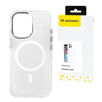 Wozinsky Glitter Case MagSafe for Samsung Galaxy S24 FE, Clear with Glitter