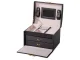 Large Jewelry Box Organizer with Key, Black