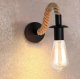 Loft wall lamp with jute rope, E27 socket, black, brown