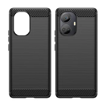 Dėklas Realme 10 Pro+ telefonui Carbon Case, juodas