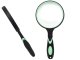 Classic Handheld Magnifying Glass for Reading & Hobbies, 100mm Lens, black-green