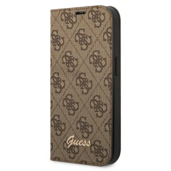 Guess iPhone 14 Pro Max Wallet Case 4G Vintage Gold Logo, Brown