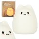 Kids Night Light Silicone Cat Lamp, Soft Touch Control RGB Color Changing Nursery Lamp, White