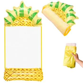Inflatable Water Hammock / Pool Float with Mesh Pineapple, Yellow/Green