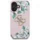 Guess Grained Roses Big 4G Logo Case for iPhone 16 6.1\", Pink