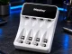 Maxday C704Y4 AA/AAA Battery Charger with LCD Display and USB-C, White