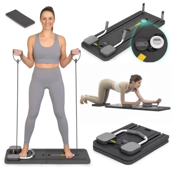 Foldable Pilates Reformer Board with LCD Display and Resistance Bands for Home Workout