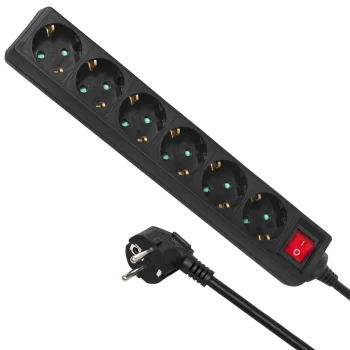 Maclean MCE195G Power Strip, 6 Schuko Sockets with Switch, 5m