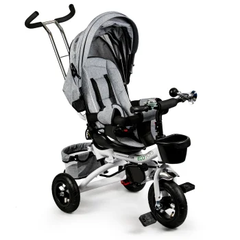 Ecotoys Tricycle with 360° Swivel Seat and Canopy, Grey