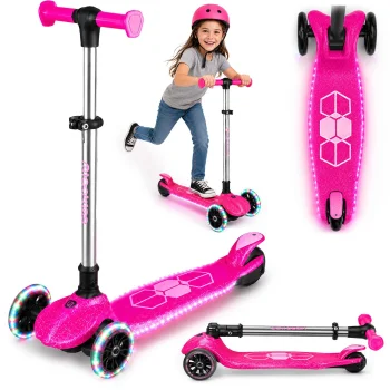 Ricokids Jelly 3-Wheel Balance Scooter for Kids with LED, Pink