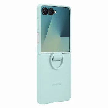 Samsung Galaxy Z Flip 7 (SM-F766B/DS) Original Silicon Case Cover with Ring, Light Blue (EF-PF766TMEGWW)